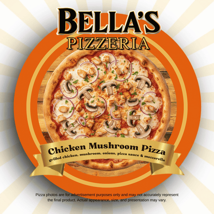 Chicken Mushroom Pizza "PICKUP FROM BELLAS KITCHEN, TAUESE, APIA"