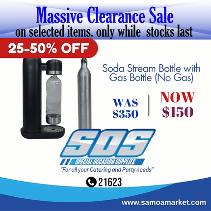 Soda Stream Bottle with Gas Bottle (No Gas) "Pick Up From S.O.S LTD, Togafuafua"