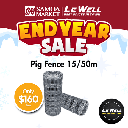 Pig Fence 15/50m (PICK UP FROM LE WELL COMPANY SAVALALO ONLY)
