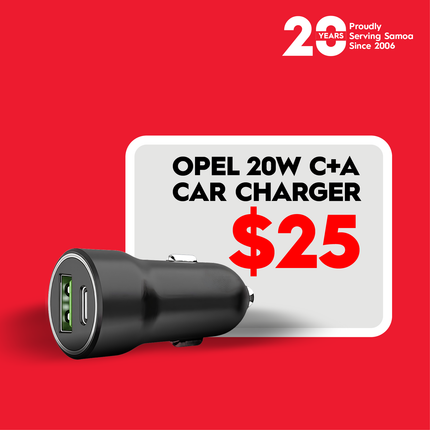 Opel 20W C+A Car Charger "PICK UP FROM DIGICEL SAMOA"