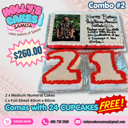 White Sunday Combo 2 & FREE CUPCAKES "PICK UP AT VAITELE MARKET SHOP #R8, UPOLU"