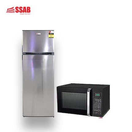 GEVI 30L MICROWAVE COOLEX FRIDGE 202L STAINLESS STEEL