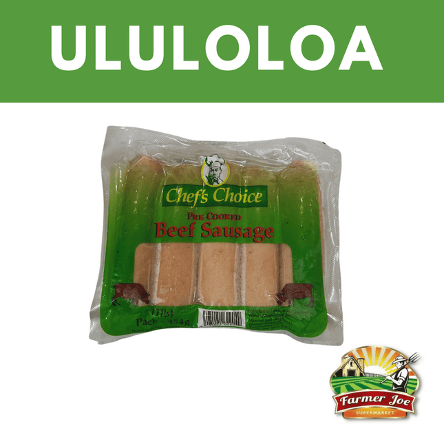 Chefs Choice Precooked Beef Sausage "PICKUP FROM FARMER JOE SUPERMARKET ULULOLOA ONLY"