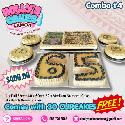 White Sunday Combo 4 & FREE CUPCAKES "PICK UP AT VAITELE MARKET SHOP #R8, UPOLU"