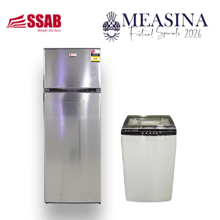 Cleanex Washing Machine 7KG/Coolex Fridge 202L Stainless
