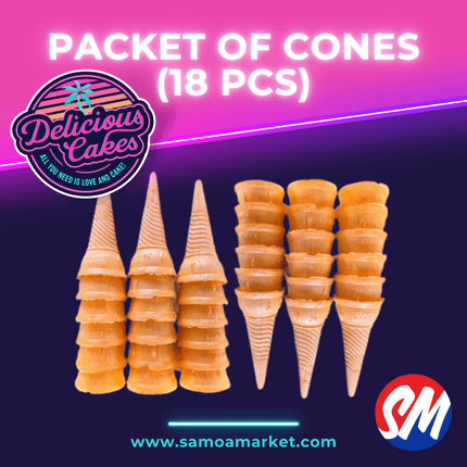Packet of Cones (18 Pcs) "PICK UP FROM DELICIOUS CAKES, LEPEA"