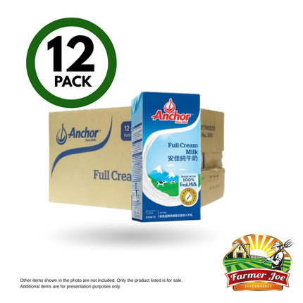 Anchor Full Cream Milk 12x1Ltr "PICKUP FROM FARMER JOE SUPERMARKET VAITELE ONLY"