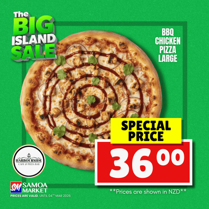 LARGE BBQ Chicken Pizza "PICK UP AT SAVAII HARBOURSIDE CAFE & PIZZA BAR ONLY"