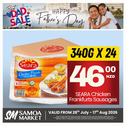 SEARA Chicken Frankfurts Sausages 340g x 24PACK "PICKUP FROM AH LIKI WHOLESALE"