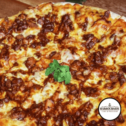 BBQ Chicken Pizza "PICK UP AT SAVAII HARBOURSIDE CAFE & PIZZA BAR ONLY"