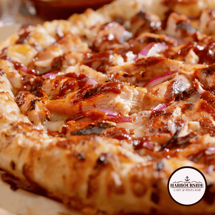 BBQ Chicken Supreme Pizza "PICK UP AT SAVAII HARBOURSIDE CAFE & PIZZA BAR SALELOLOGA, SAVAII"