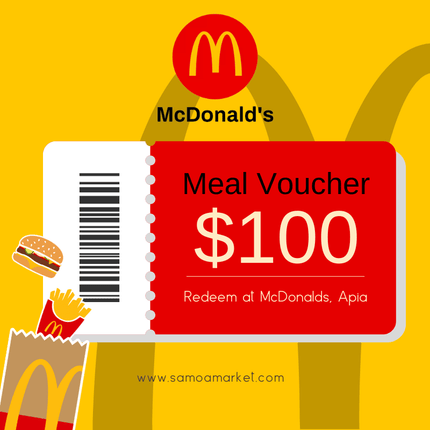 Gift Voucher - $100 Tala worth of food at McDonald's, Apia - Samoamarket.com