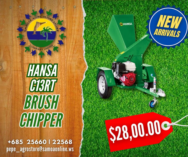 Hansa Brush Chipper C-13RT "PICK UP AT SAMOA AGRICULTURE STORE CO LTD VAITELE AND SALELOLOGA SAVAII" Garden Centre Samoa Agriculture Store Company Ltd 