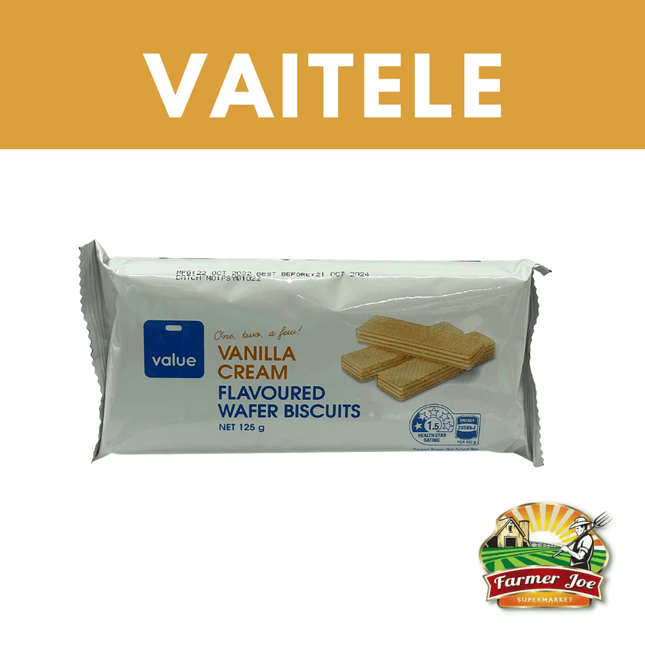 Value Wafer Vanilla 125g  "PICKUP FROM FARMER JOE SUPERMARKET VAITELE ONLY"