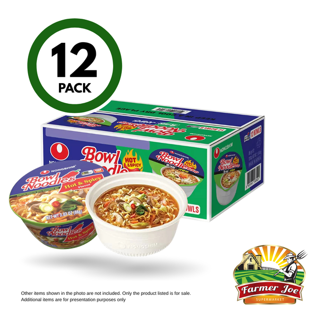 Nongshim Bowl Noodles - 12pkt "PICKUP FROM FARMER JOE SUPERMARKET VAITELE ONLY"