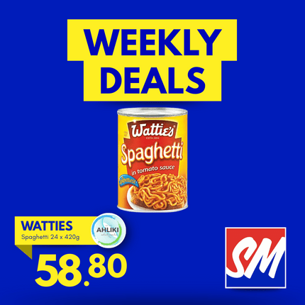 WEDNESDAY WEEKLY DEALS! Watties Spaghetti Box 24PACK x 420g "PICKUP FROM AH LIKI WHOLESALE"