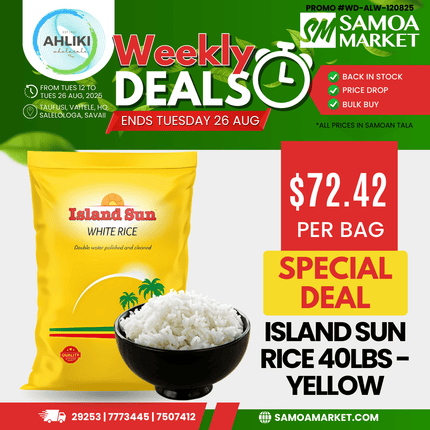 Island Sun Rice 40lb Bag "PICKUP FROM AH LIKI WHOLESALE"
