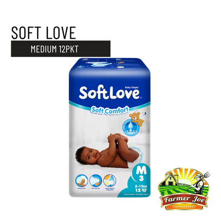 Soft Love Diapers Medium - 12Pkt "PICK UP AT FARMER JOE SUPERMARKET UPOLU ONLY"