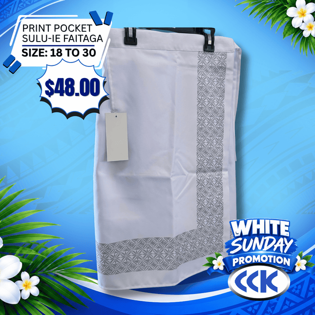 Print Pocket Sulu I'e Faitaga (Size 18 to 30) "PICKUP AT CCK CLOTHING STORE SALEUFI, VAITELE or SALELOLOGA"