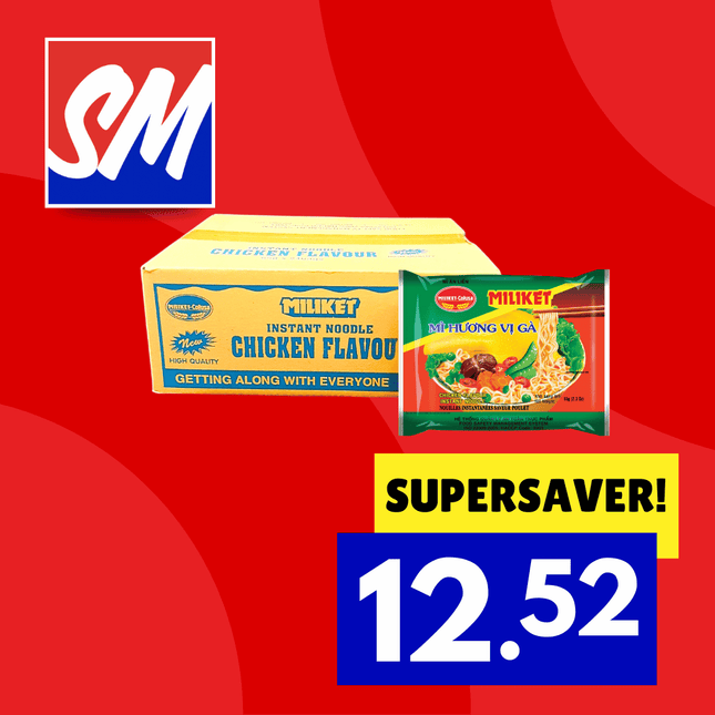 SUPERSAVER! Miliket Packet Noodles Box of 65g 24PACK Assorted "PICKUP FROM AH LIKI WHOLESALE"