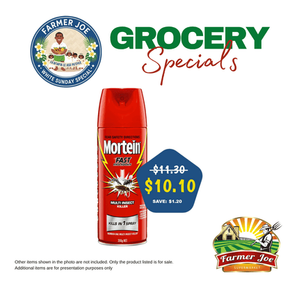 GROCERY SPECIAL! Mortein Red Fast Kill Fly Spray 200G "PICKUP FROM FARMER JOE SUPERMARKET VAITELE ONLY"
