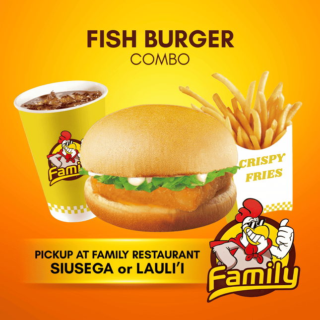 Fish Burger Combo (PICK UP FROM FAMILY RESTAURANT SIUSEGA OR LAULI'I ONLY)