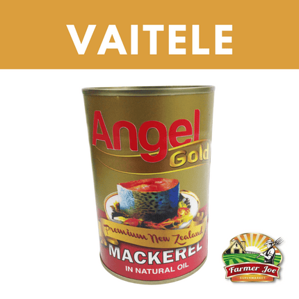 Angel Gold Mackerel N/Oil 425g  "PICKUP FROM FARMER JOE SUPERMARKET VAITELE ONLY"