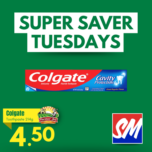 SUPER SAVER TUESDAYS! Colgate Toothpaste 214g/145ml "PICKUP FROM FARMER JOE SUPERMARKET VAITELE ONLY"