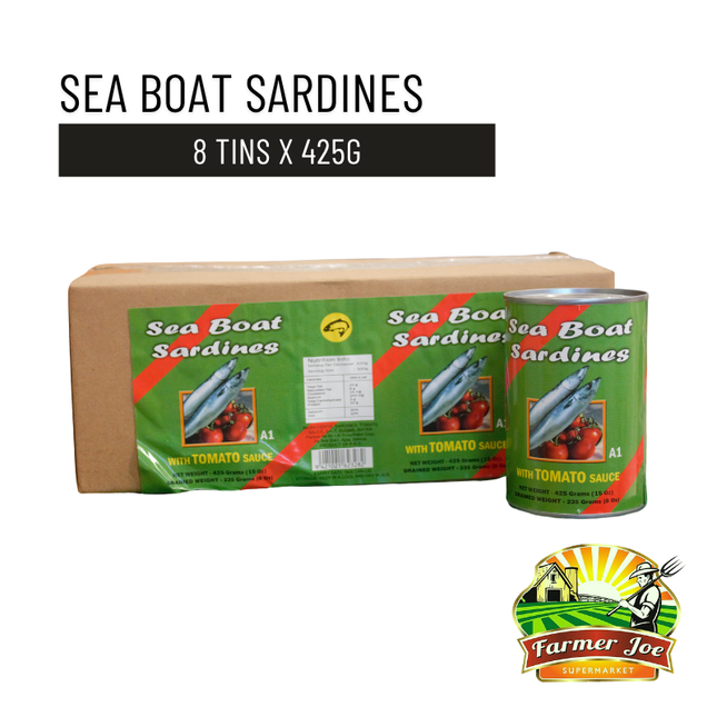 Sea boat Sardines - 8 Tins x 425g "PICKUP FROM FARMER JOE SUPERMARKET VAITELE ONLY"