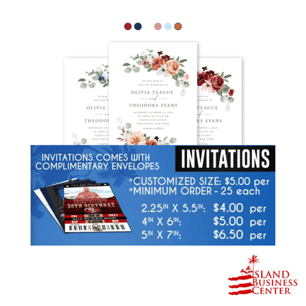 Invitations (minimum 25 each order) "PICKUP FROM ISLAND BUSINESS CENTER at FUGALEI"
