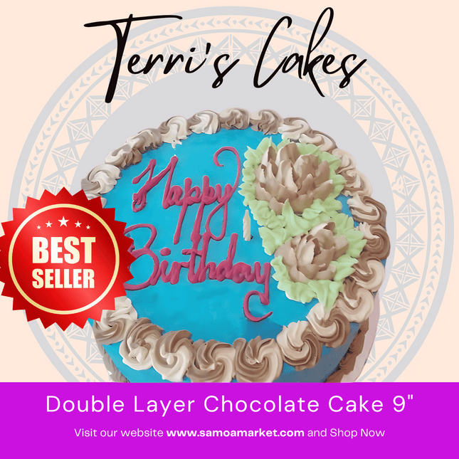 Double Layer Chocolate Cake 9", Pickup from Terri's Cakes, Taufusi [24 hours notice required]