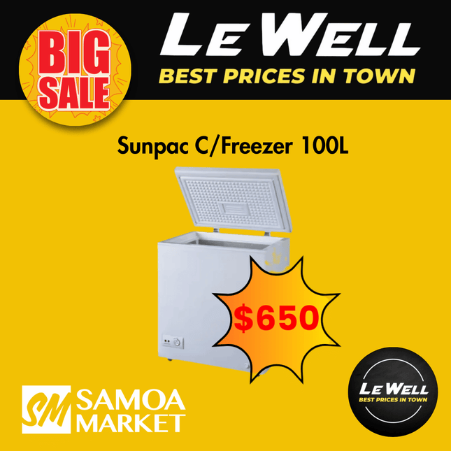 Sunpac Chest Freezer 100L (PICK UP FROM LE WELL COMPANY SAVALALO ONLY)