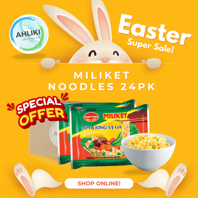 Miliket Packet Noodles Box of 65g 24PACK Assorted "PICKUP FROM AH LIKI WHOLESALE"