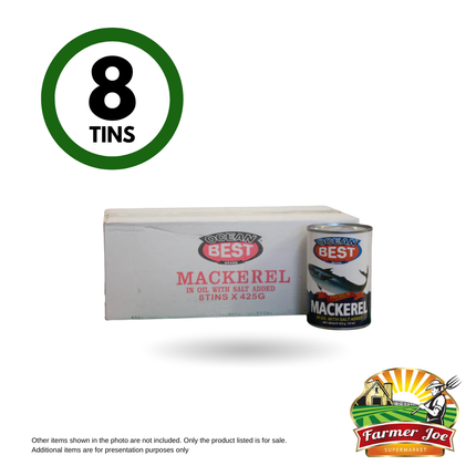 Ocean Best Mackerel 8x425g "PICKUP FROM FARMER JOE SUPERMARKET VAITELE ONLY"