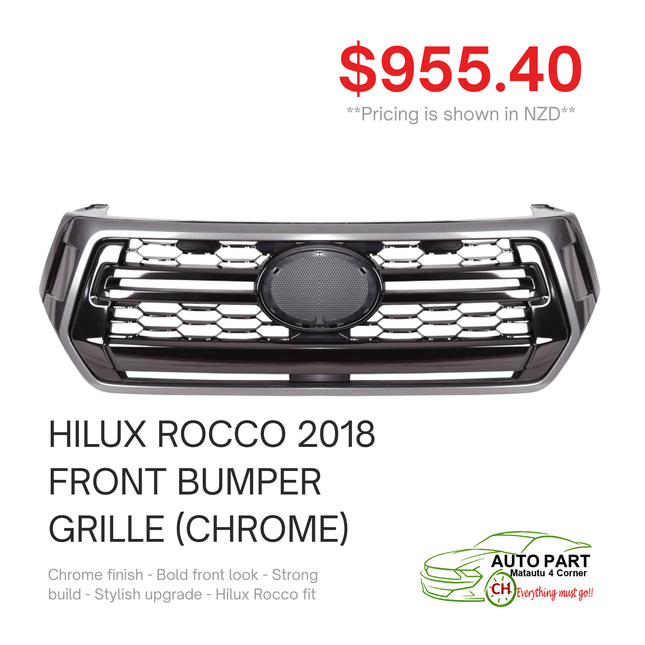 HILUX ROCCO 2018 FRONT BUMPER GRILLE (CHROME) "PICKUP FROM AUTO PARTS, MATAUTU"