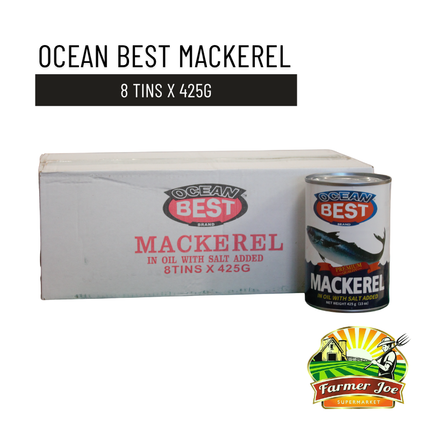 Ocean Best Mackerel - 8 Tins x 425g "PICKUP FROM FARMER JOE SUPERMARKET VAITELE ONLY"