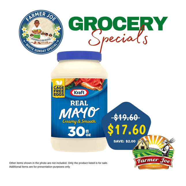 GROCERY SPECIAL! Kraft Mayonaise 30oz "PICKUP FROM FARMER JOE SUPERMARKET VAITELE ONLY"
