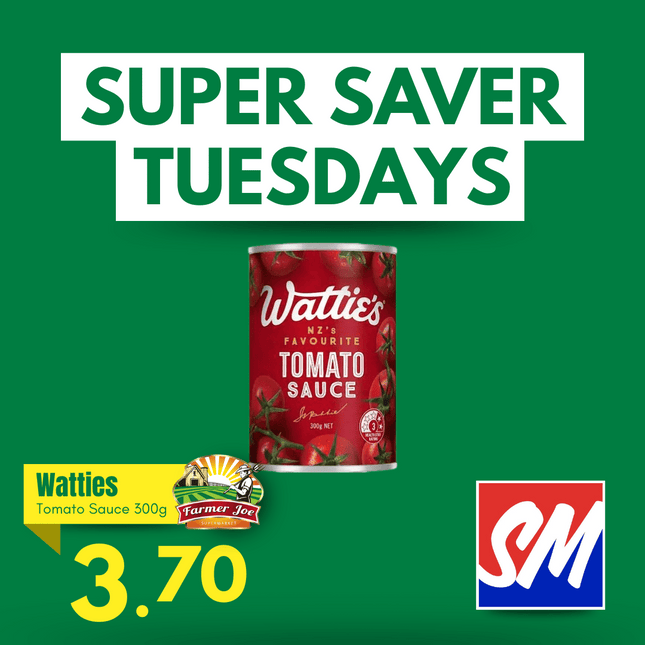 SUPER SAVER TUESDAYS! Watties Tomato Sauce Refill 300g "PICKUP FROM FARMER JOE SUPERMARKET VAITELE ONLY"