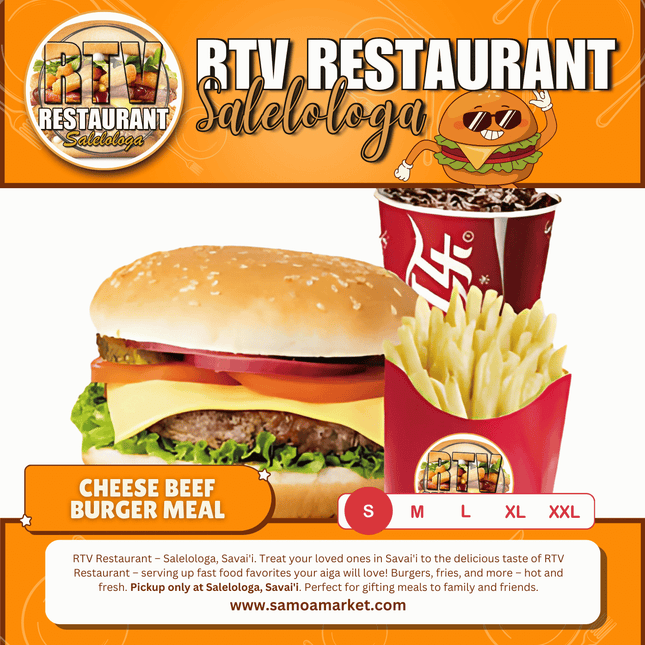 Cheese Beef Burger SML Meal "PICKUP FROM RTV SALELOLOGA"