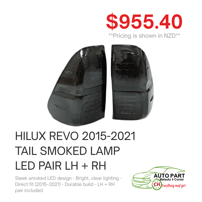 HILUX REVO 2015-2021 TAIL SMOKED LAMP LED PAIR LH + RH "PICKUP FROM AUTO PARTS, MATAUTU"