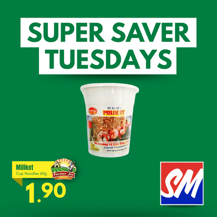 SUPER SAVER TUESDAYS! Miliket Cup Noodles 60g "PICKUP FROM FARMER JOE SUPERMARKET VAITELE ONLY"