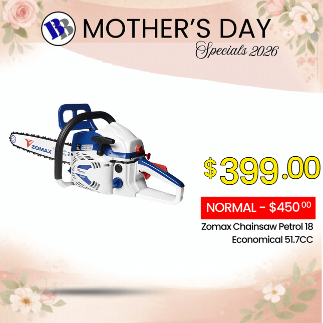 (MOTHERS DAY SPECIAL) Zomax Chainsaw Petrol 18 Economical 51.7CC - "PICKUP FROM BLUEBIRD LUMBER & HARDWARE VAITELE ONLY"