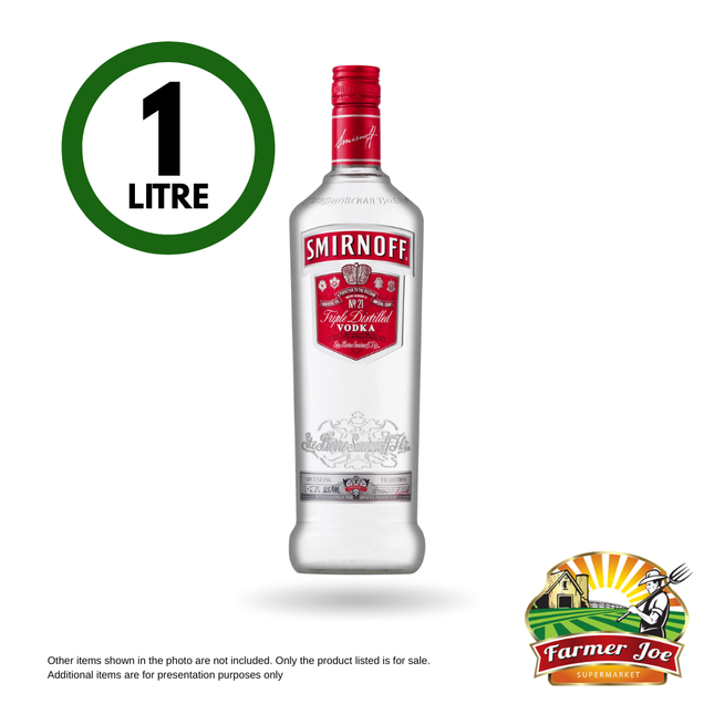 Smirnoff Vodka 1Ltr [ 21+ ONLY ] "PICKUP FROM FARMER JOE SUPERMARKET VAITELE ONLY"