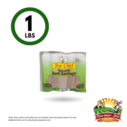Top Chef Precooked Beef Sausages 1lb  "PICKUP FROM FARMER JOE SUPERMARKET VAITELE ONLY"