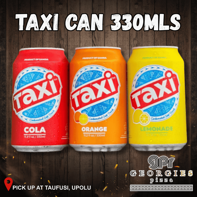 Taxi Can 330ml (Assorted) “PICKUP FROM GEORGIES PIZZA TAUFUSI, UPOLU”