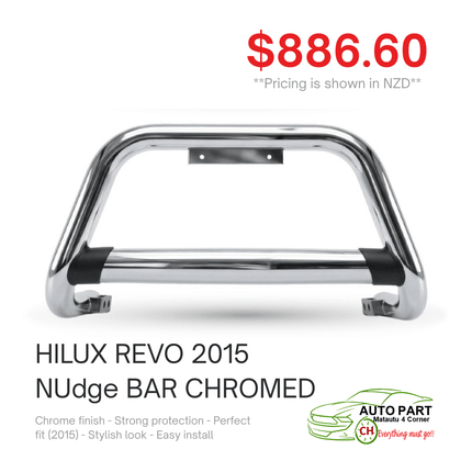 HILUX REVO 2015 NUDGE BAR CHROMED "PICKUP FROM AUTO PARTS, MATAUTU"