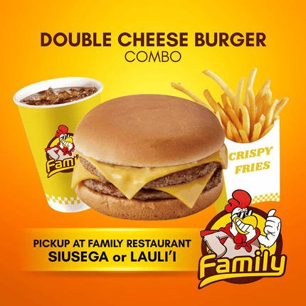 Double Cheese Burger Combo (PICK UP FROM FAMILY RESTAURANT SIUSEGA OR LAULI'I ONLY)