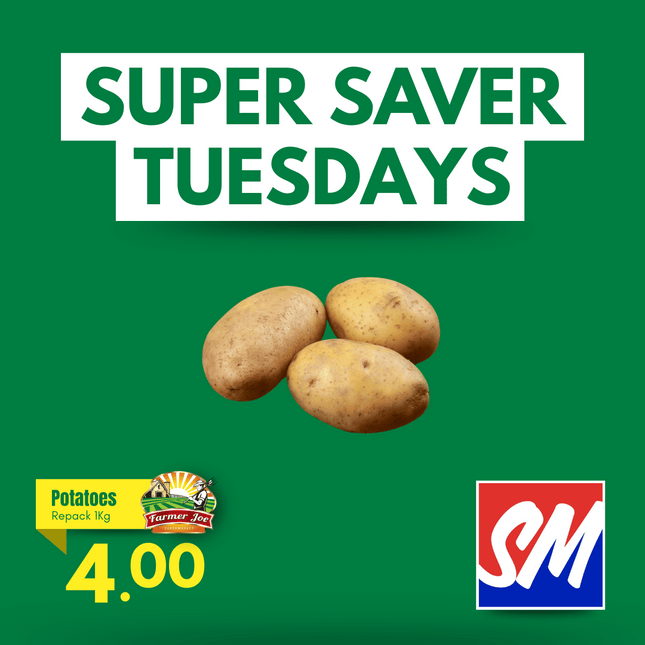 SUPER SAVER TUESDAYS! Potatoes Repack 1Kg "PICKUP FROM FARMER JOE SUPERMARKET VAITELE ONLY"