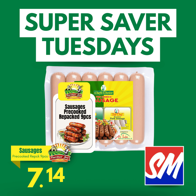 SUPER SAVER TUESDAYS! Precooked Sausages Repack 9pcs "PICKUP FROM FARMER JOE SUPERMARKET VAITELE ONLY"