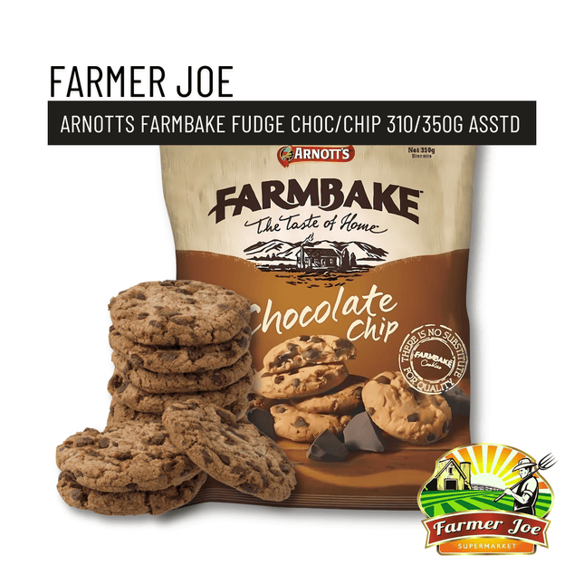 Arnotts Farmbake Fudge Choc/chip - 310/350g Asstd "PICKUP FROM FARMER JOE SUPERMARKET VAITELE ONLY"